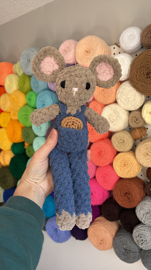 Plush Mouse in Overalls